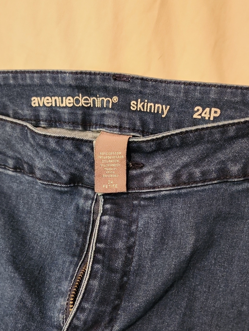 Avenue Size 24P Denim Skinny Jeans in Dark Blue